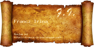 Francz Irina névjegykártya